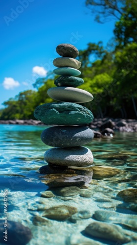 zen stones in water