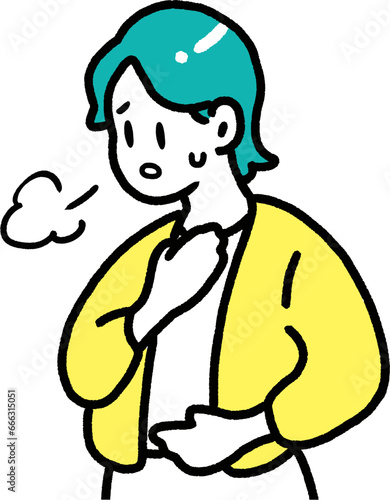 体調不良で咳をする女性