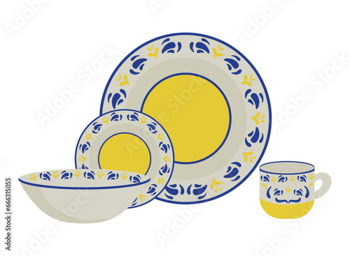 porcelain dishes illustration