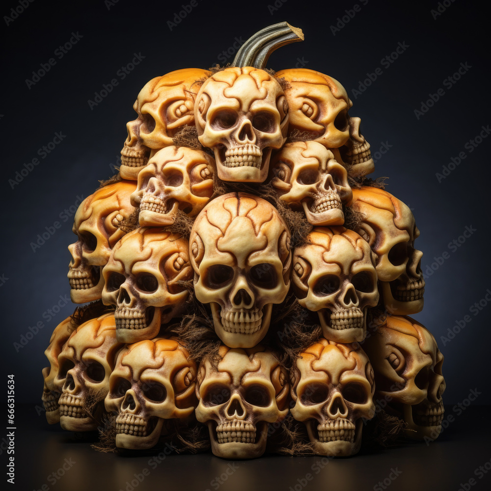 Skeleton skull stack background