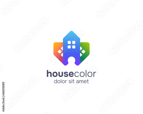 Creative colorful triple house logo gradient