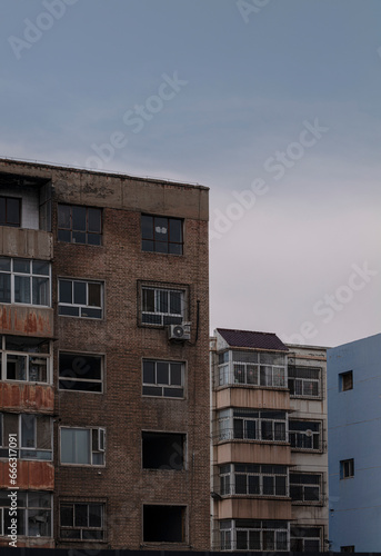 Abandoned building against sky. Datong, China