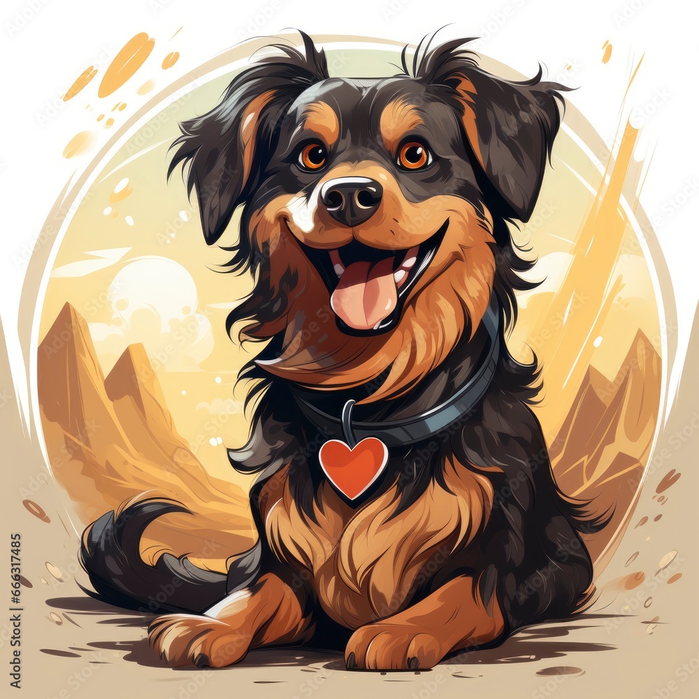 I Love My Dog, Cartoon Illustration For Tshirt, Mug