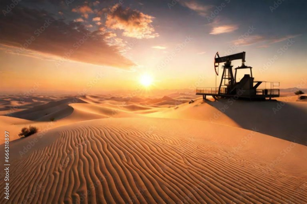 oil rig in desert