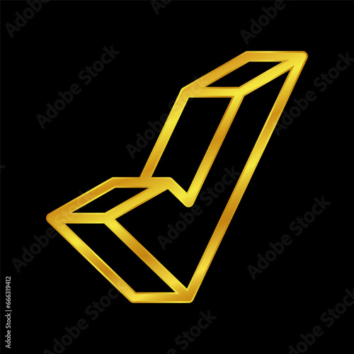gold colored checkmark vector logo template. Simple mark graphic design