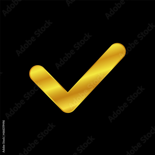 gold colored checkmark vector logo template. Simple mark graphic design