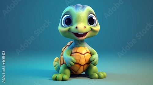 cute Turtle animation no background.Generative AI