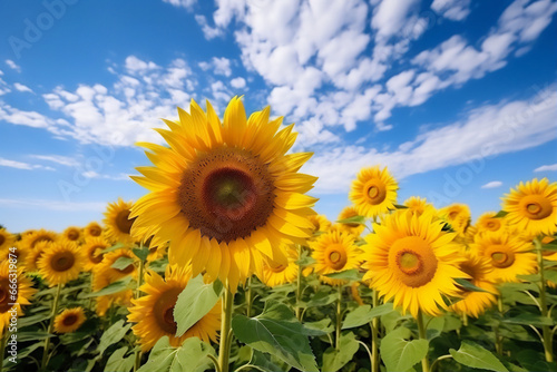 sunflower field in the summer