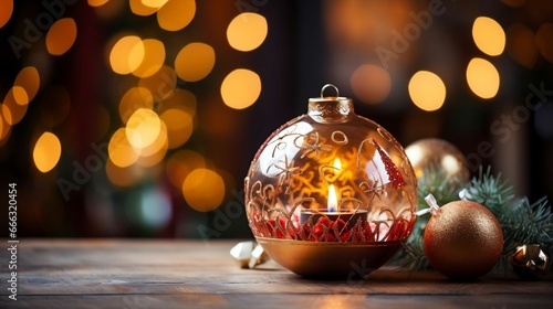 A beautiful ornament reflecting the warmth of candlelight 