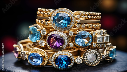 Exquisite Variety, Captivating Jewelry Showcasing Gold, Diamonds, and Gemstones