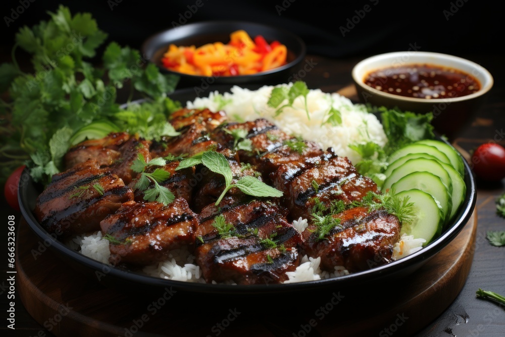 Fototapeta premium lamb chops with vegetables