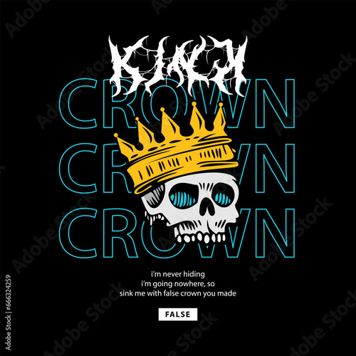 Skull of a crowned king vector streetwear clothing design