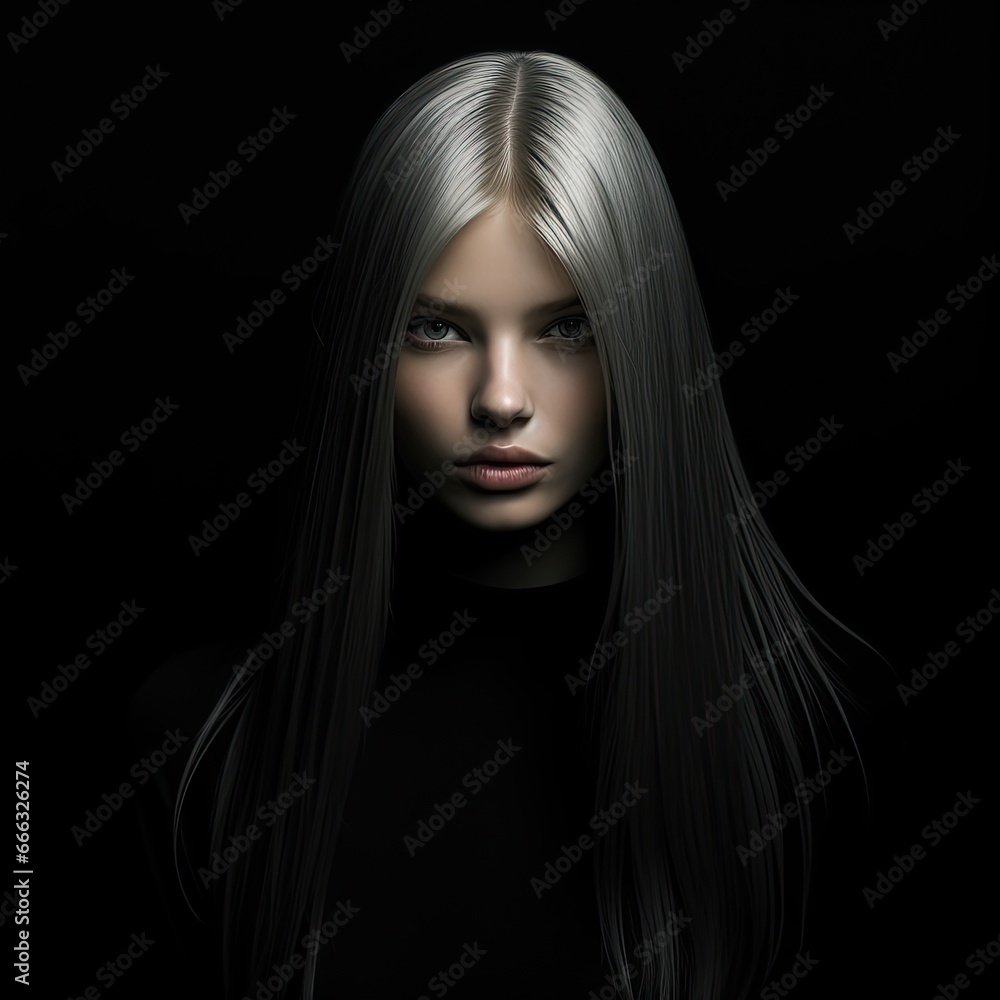 Woman portrait, young beautiful girl, fictional non-existent character generated by AI