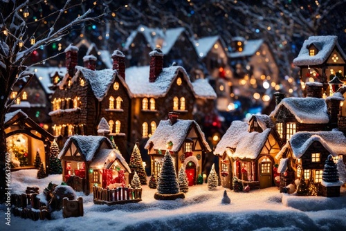 Festive Christmas Village with Lights
