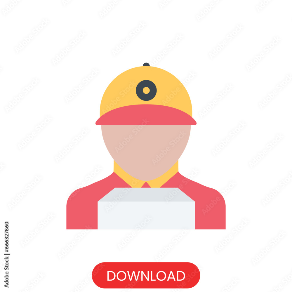 courier man icon.package courier icon vector isolated white background