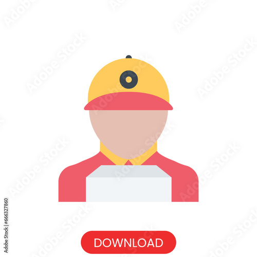courier man icon.package courier icon vector isolated white background