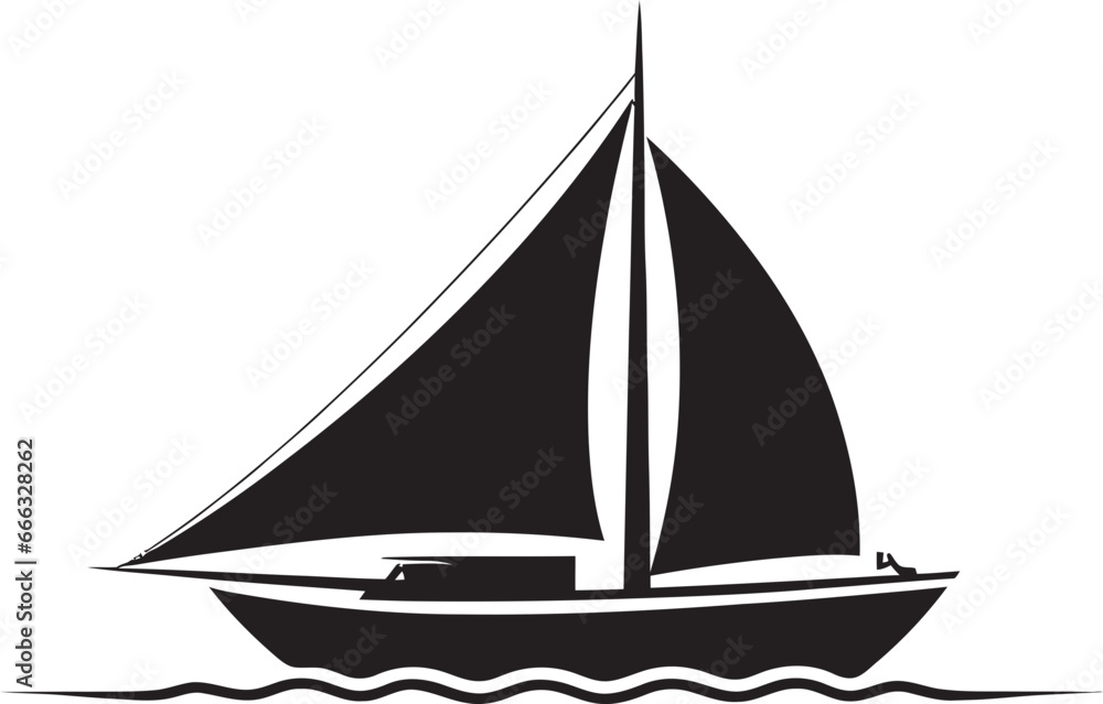 Silhouetted Seafaring Majesty Boat Vector Dreams Sailing in Silence Black Boat Vector Design