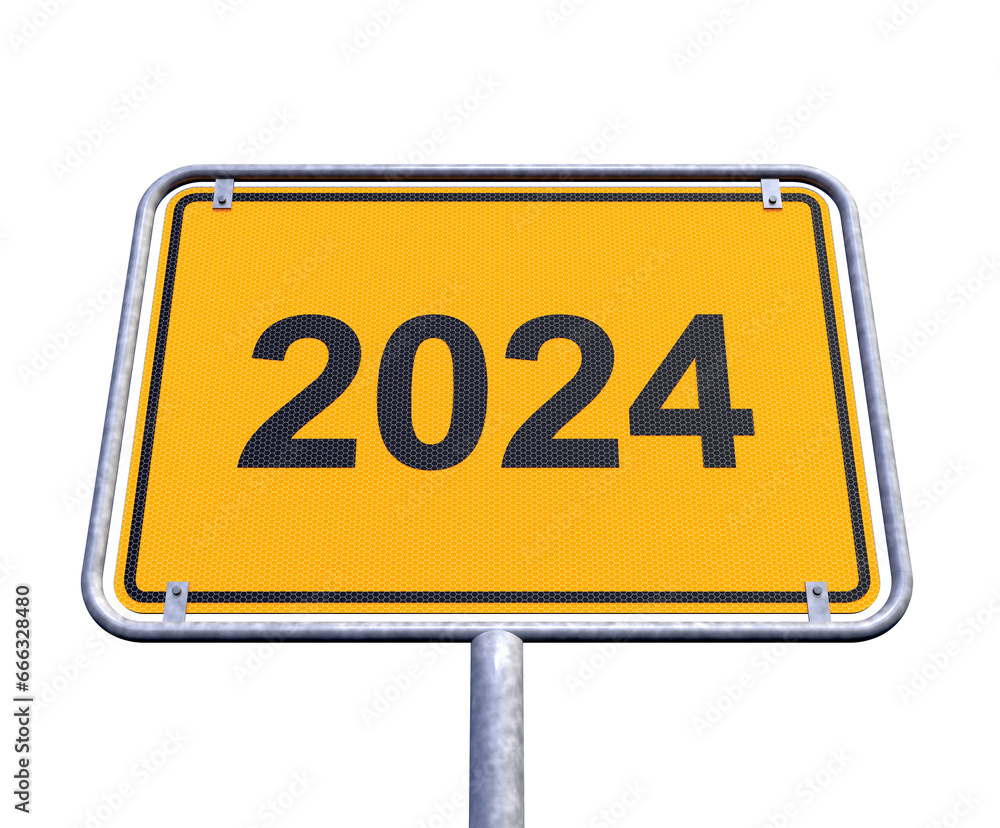 3d Illustration - Ortsschild - Ortstafel - 2024 - Freisteller - Freigestellt