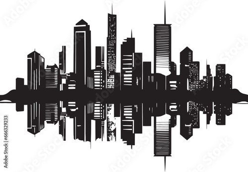 Cityscape in Darkness Black Urban Artistry Monolithic Monochrome Vector Cityscape Majesty