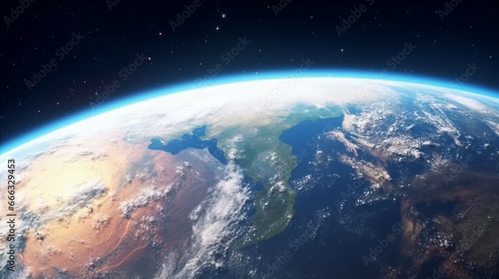 Planet Earth surface in space Orbit of planet generative ai Planet Earth surface in space Orbit of planet generative ai