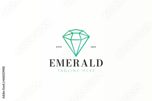 Emerald Gemstone Logo Jewelry Fashion Feminine Geometric Style Logo Concept