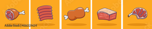 vector illustration meat collection set for your project with color