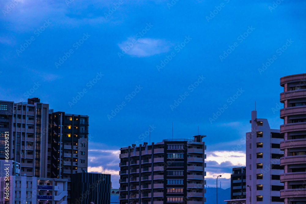 夕暮れ時の北九州小倉の空と景色