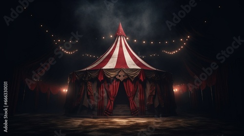 Scary circus tent in the dark generative ai