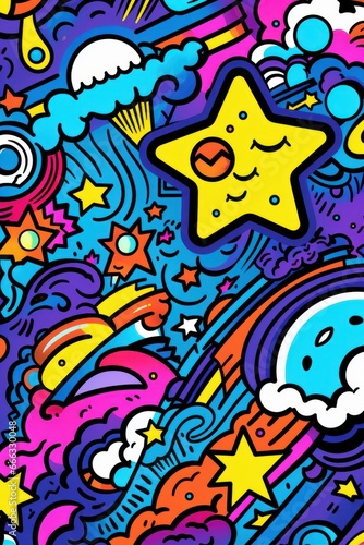 Doodle Art Illustration for Merchandise Clothing  Fashion Textile  Sport Clothes Design Printing  Street Art Graffiti Pattern  Colorful Abstract Background