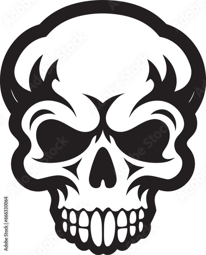 Skullhead Swagger Funky Black Vector Artistry Edgy Elegance Monochromatic Funky Skull Design