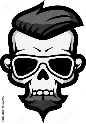 Funky Fusion Cool Skullhead in Monochrome Style and Swagger Funky Skullhead Vector