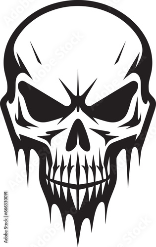 Foto Groovy Gravitas Funky Skullhead in Black Monochrome Marvel Cool Vector Skull Des