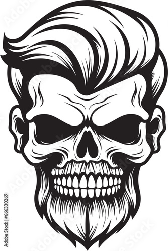 Slick and Stylish Groovy Monochrome Skullhead Art Sculpted Symphony Funky Black Vector Groove