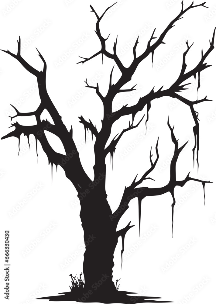 Fototapeta premium Natures Tranquility A Dead Tree in Black Vector Hushed Reverence Monochrome Depiction of a Lifeless Tree