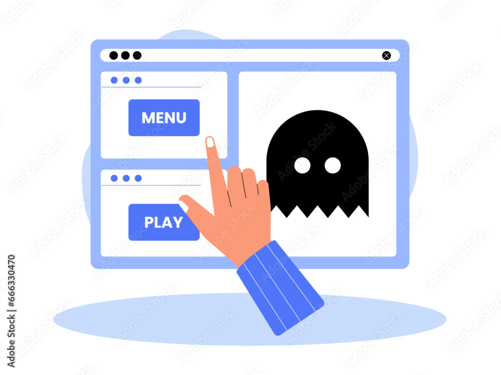 Men playing game. App and game development illustration.