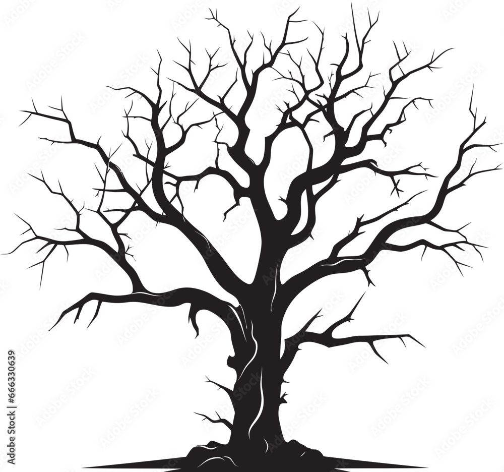 Fading Tranquility Monochrome Farewell to a Dead Tree Shadows of Solitude A Depiction of Natures Decay in Vector