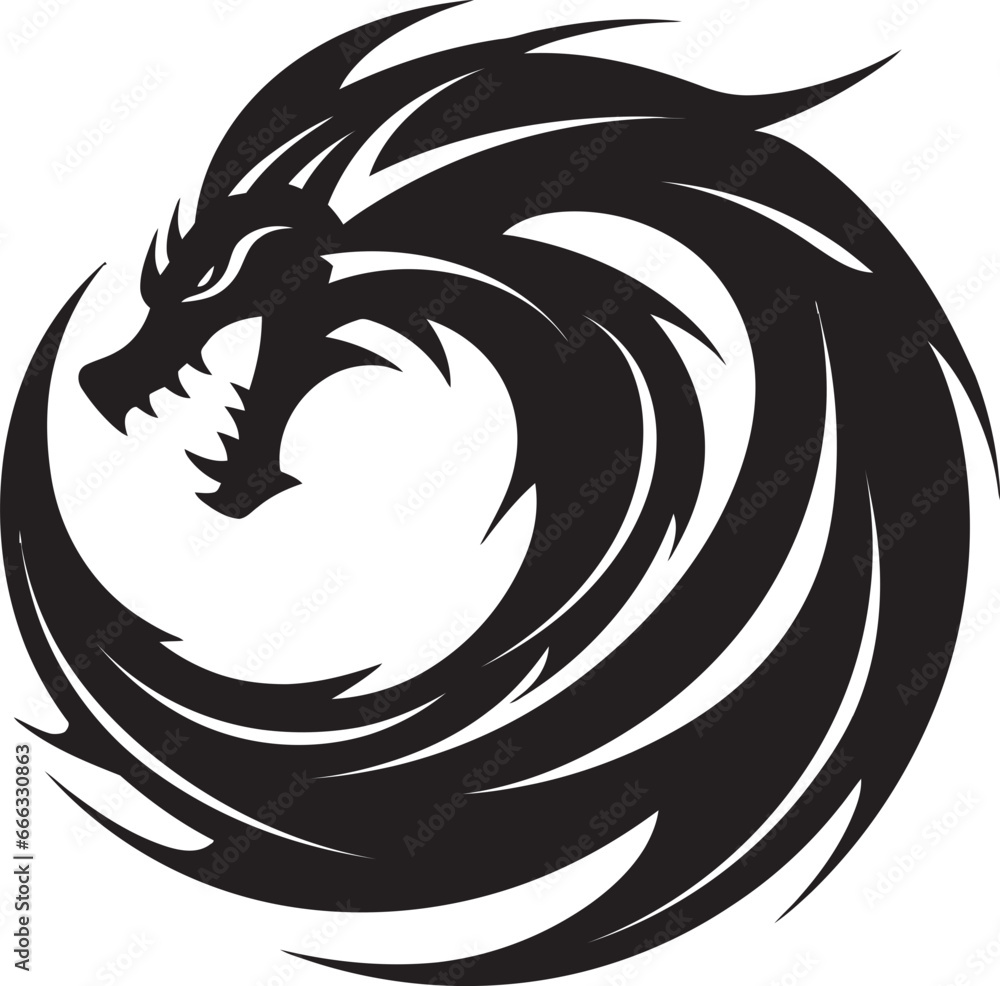 Naklejka premium Epic Battle Black Vector Duel of the Dragons Ruler of Darkness Monochromatic Vector Dragon Art