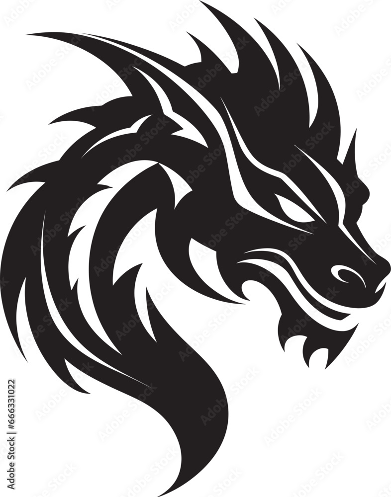Midnight Sovereign Monochrome Dragons Mysterious Charm Black Serpents Reign Vector Art of the Formidable Dragon