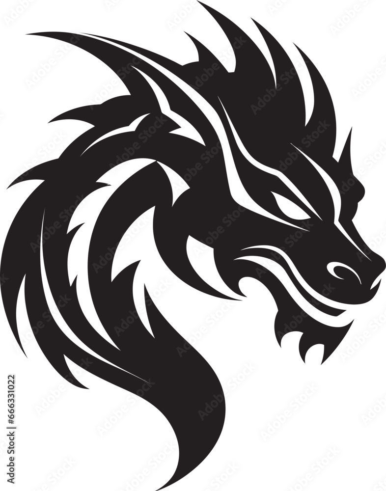 Fototapeta premium Midnight Sovereign Monochrome Dragons Mysterious Charm Black Serpents Reign Vector Art of the Formidable Dragon