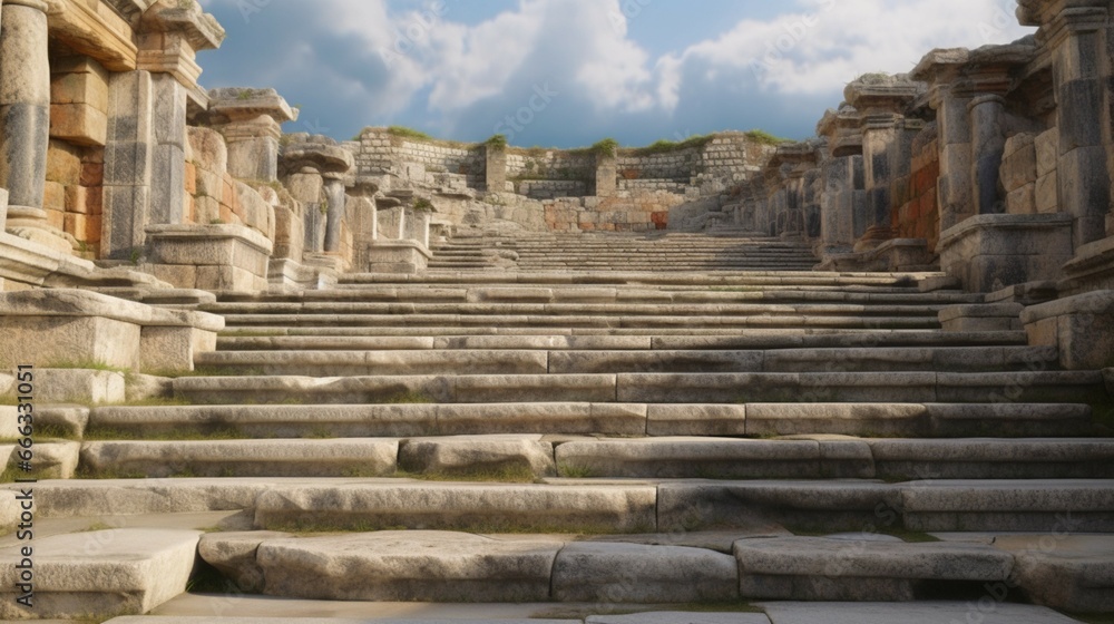 Theatre stairs of the ancient city of Hierapolis generative ai