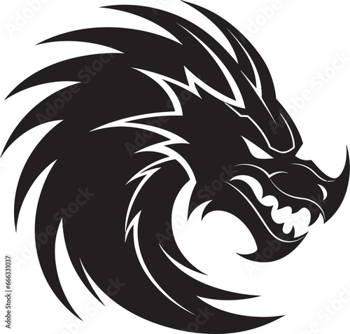 Shadowy Conquest Black Vector Majesty of the Dragon Ruthless Roar Monochromatic Vector Elegance of the Dragon