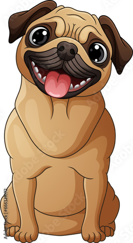 Cute pug dog cartoon isolated on white background