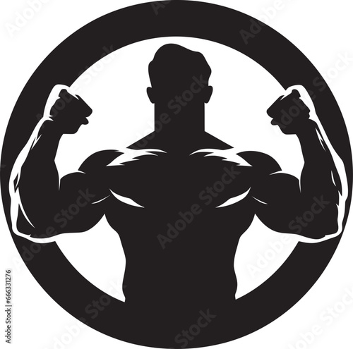 Muscle Marvel Monochrome Tribute to Bodybuilding Prowess Pinnacle of Power Black Vector Depiction of Flexing Form