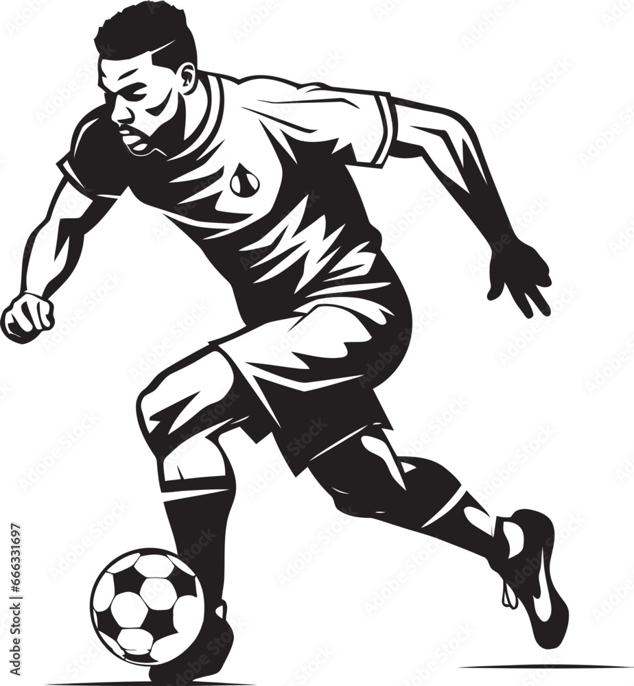 Tackle and Triumph Monochrome Football Players Glory End Zone Elegance Black Vector Art of the Athlete