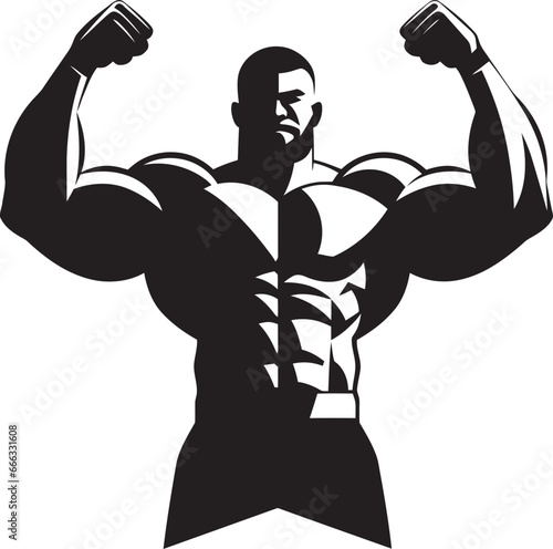 Sculpted Majesty Black Vector Display of Flexing Glory Flexing Triumph Monochrome Vector Tribute to Muscular Excellence
