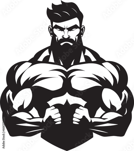 Sculpted Physique Monochrome Vector of Bodybuilding Excellence Bodybuilders Triumph Black Vector Depiction of Strength