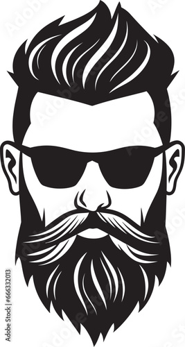 Cultural Fusion Monochromatic Vector of Hipster Elegance Hipster Chic Black Vector Showcasing Whiskered Swagger