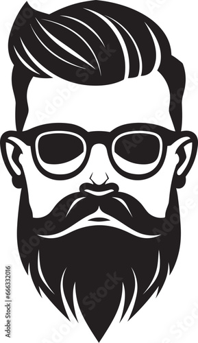 Hipster Chic Black Vector Showcasing Whiskered Swagger Artistic Expression Monochrome Vector Tribute to Retro Cool