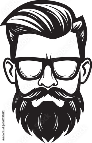 Alternative Trends Monochromatic Vector Tribute to Urban Vibes Whiskered Aesthetic Black Vector Depiction of Hipster Swagger