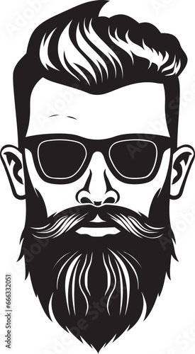 Whiskered Aesthetic Black Vector Depiction of Hipster Swagger Coffeehouse Vibes Monochrome Vector Art Celebrating Bearded Cool